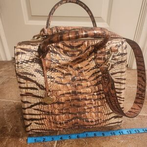Brahmin Brown Crocodile Embossed Satchel